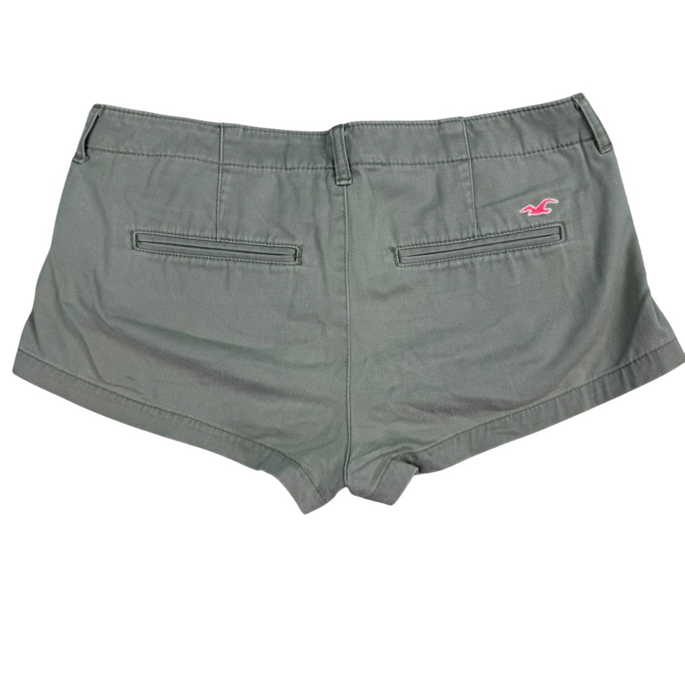VTG Y2K Hollister Low Rise Chino Shorts Sage Size 7 W28 Seagull Logo Micro 1.5"